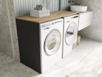 Wasmachinekast DORLOTE 2 machines antraciet/artisan eik - thumbnail