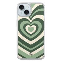 iPhone 14 hybride hoesje - Groen hart swirl - thumbnail