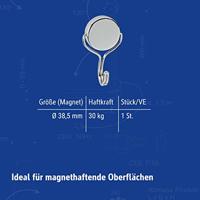 Maul Neodymium magneet MAUL (Ø x h) 38.5 mm x 55 mm Rond, Met haak Zilver 1 stuk(s) 6155696 - thumbnail