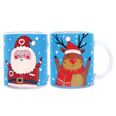 2x Blauwe Kerst Thema Mokken/bekers Met Sneeuwpop/kerstman 325 Ml - Bekers 2x Blauwe Kerst Thema Mokken/bekers Met Sneeuwpop/kerstman 325 Ml - Bekers