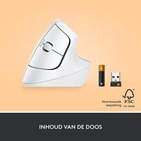 Logitech Lift Vertical Ergonomic Mouse Ergonomische muis Bluetooth, Radiografisch Optisch Wit 6 Toetsen 4000 dpi Ergonomisch - thumbnail