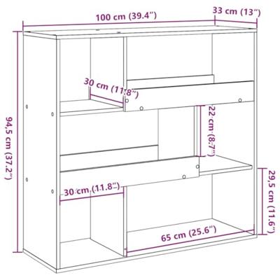 Kamerscherm 100x33x94,5 cm bewerkt hout oud houtkleurig