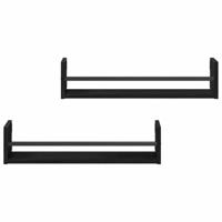 Wandplank 2 pcs Zwart eiken 60 x 16 x 14 cm Bewerkt hout - thumbnail