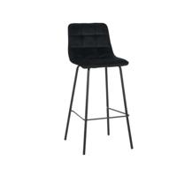 LABEL51 Barkruk 'Bistro' Velvet, kleur Zwart (zithoogte 78cm) - thumbnail