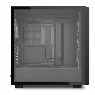 Sharkoon rebel c70g rgb midi tower behuizing (zwart/houtkleur | 2x usb-a | 1x usb-c | rgb | tempered glass)