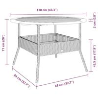 Tuintafel met acaciahouten blad 110x71 cm poly rattan grijs - thumbnail