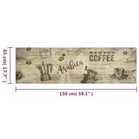 VidaXL Keukenmat wasbaar koffieprint 45x150 cm fluweel bruin - thumbnail