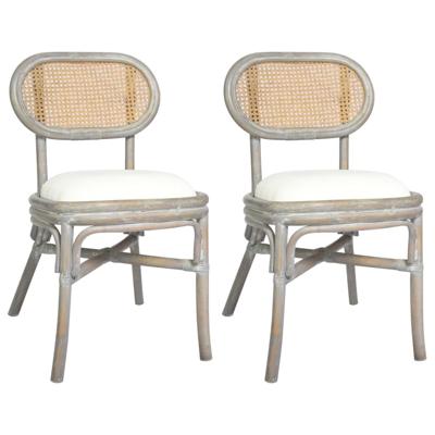 VidaXL Eetkamerstoelen 2 st linnen grijs VidaXL Eetkamerstoelen 2 st linnen grijs