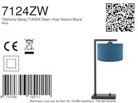 Steinhauer Moderne schemerlampStanger zwart met blauw velvet - 7124ZW - thumbnail