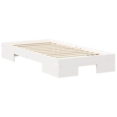 Bedframe met opslag Wit 75 x 190 cm Massief grenenhout