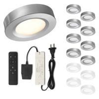 Set LED-opbouwspot met afstandsbediening Adria zilver 3W dimbaar IP44 1-12 stuks - thumbnail