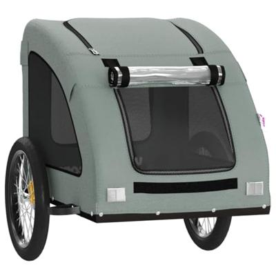 Hondenfietstrailer oxford stof en ijzer grijs - thumbnail