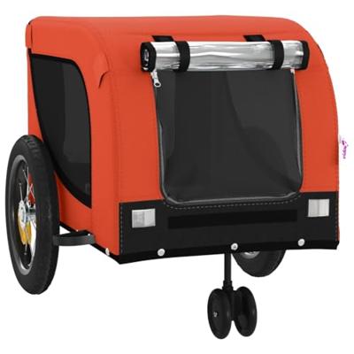 Hondenfietstrailer oxford stof en ijzer oranje en zwart - thumbnail