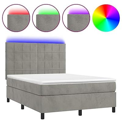 Boxspring met matras en LED fluweel lichtgrijs 140x200 cm