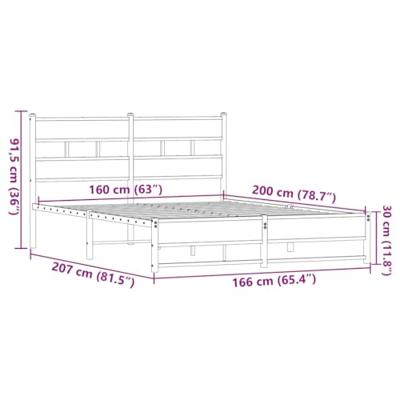 Bedframe zonder matras metaal bruin eikenkleurig 160x200 cm Bedframe zonder matras metaal bruin eikenkleurig 160x200 cm