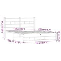 Bedframe zonder matras metaal bruin eikenkleurig 160x200 cm - thumbnail