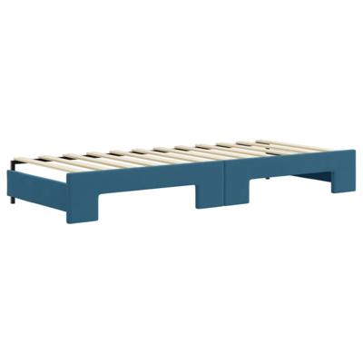 Slaapbank met onderschuifbed en lades 80x200 cm fluweel blauw - thumbnail