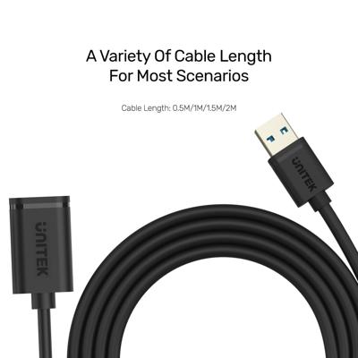 UNITEK Y-C456GBK USB-kabel 0,5 m USB 3.2 Gen 1 (3.1 Gen 1) USB A Zwart - thumbnail