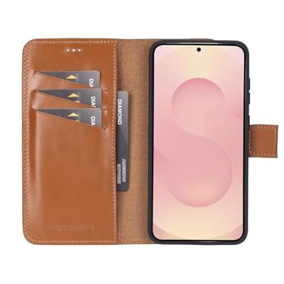 NorthLife Samsung Galaxy S25 Plus - Leren Afneembare 2-in-1 bookcase telefoonhoes - Cognac