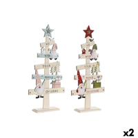 Kerstboom DKD Home Decor Rood Roze Hout 17,5 x 5 x 38 cm (2 Stuks) - thumbnail