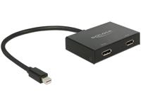 Delock 87695 DisplayPort-splitter Met metalen behuizing, Met ingebouwde converter Zwart - thumbnail