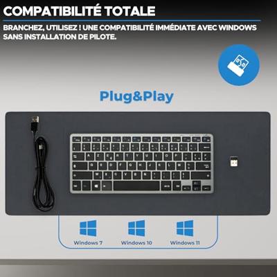 TKL-toetsenbord - BLUESTORK - Bluetooth + 2,4 Ghz pc - grijs en zwart