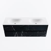 MONDIAZ VICA 140cm badmeubel onderkast Marquina 4 lades. Wastafel MOON dubbel zonder kraangat, kleur Talc. - thumbnail