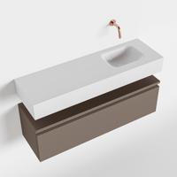 MONDIAZ ANDOR 100cm toiletmeubel smoke. LEX 100cm wastafel talc rechts geen kraangat - thumbnail