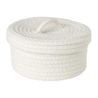 Mand met deksel Julia - wit - ø19x10 cm - thumbnail