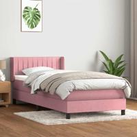 Boxspring met matras fluweel roze 90x210 cm - thumbnail