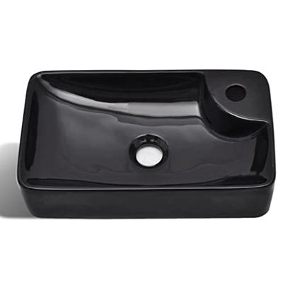 Wasbak met kraangat, keramiek, zwart Wasbak met kraangat, keramiek, zwart