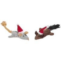 Kattenspeeltje Muis Knisper Kerst 22 x 7 x 4 cm Flamingo Mix - thumbnail
