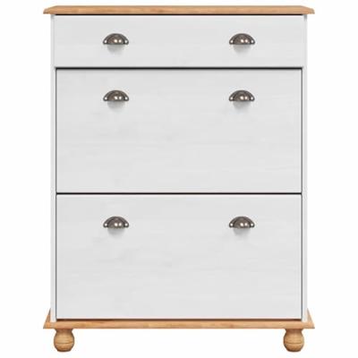 Schoenenkast ASKIM Wit 85 x 35 x 108 cm Massief grenenhout