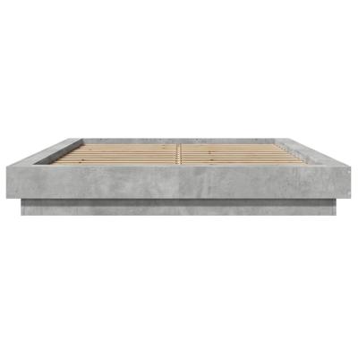 Bedframe met LED-verlichting bewerkt hout betongrijs 150x200 cm - thumbnail