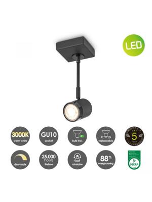 Light depot - LED opbouwspot Manu - 9,5 cm - zwart - Outlet