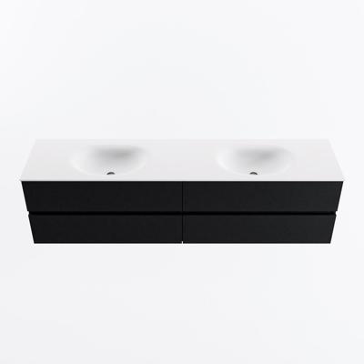 MONDIAZ VICA 190cm badmeubel onderkast Urban 4 lades. Wastafel MOON dubbel zonder kraangat, kleur Talc.