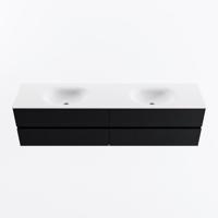 MONDIAZ VICA 190cm badmeubel onderkast Urban 4 lades. Wastafel MOON dubbel zonder kraangat, kleur Talc. - thumbnail