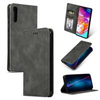 Retro huid voelen Business magnetische horizontale Flip lederen case voor Samsung Galaxy A70 (donkergrijs) - thumbnail