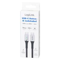 LogiLink CU0443 USB-C-kabel USB 3.2 Gen2x2 USB-C stekker 1.50 m Zwart Met LED, 4K UHD, Stekker past op beide manieren - thumbnail
