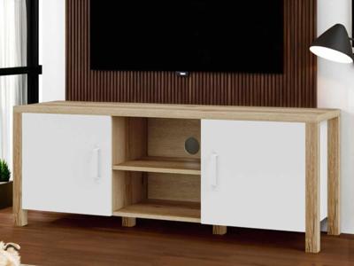 Tv-meubel OLIANNE 2 deuren natuurlijke eik/wit