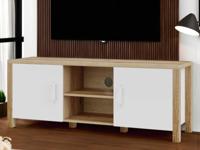 Tv-meubel OLIANNE 2 deuren natuurlijke eik/wit - thumbnail