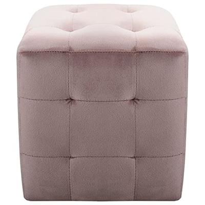 Poef 2 st 30x30x30 cm fluweel roze