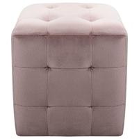 Poef 2 st 30x30x30 cm fluweel roze - thumbnail