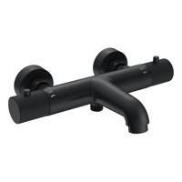 Badmengkraan Thermostatisch Wiesbaden Ribbd Hartafstand 15 cm Mat Zwart - thumbnail