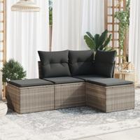5-delige Loungeset met kussens poly rattan lichtgrijs - thumbnail