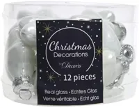 12 Glazen sterren 40 mm winter wit KSD Decoris - Decoris - thumbnail