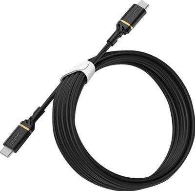 OtterBox Versterkte USB-C naar USB-C Cable, snellaadkabel voor Smartphone en Tablet, ultrarobuust, buig- en buigzaam getest, 3m, Zwart