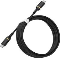 OtterBox Versterkte USB-C naar USB-C Cable, snellaadkabel voor Smartphone en Tablet, ultrarobuust, buig- en buigzaam getest, 3m, Zwart - thumbnail