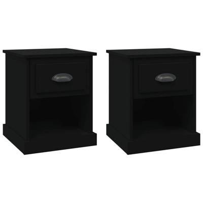 Nachtkastjes 2 st 39x39x47,5 cm bewerkt hout zwart
