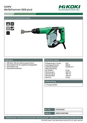 HiKOKI hak-/breekhamer - H25PVWSZ - SDS plus - 2.2J - 500W - in koffer